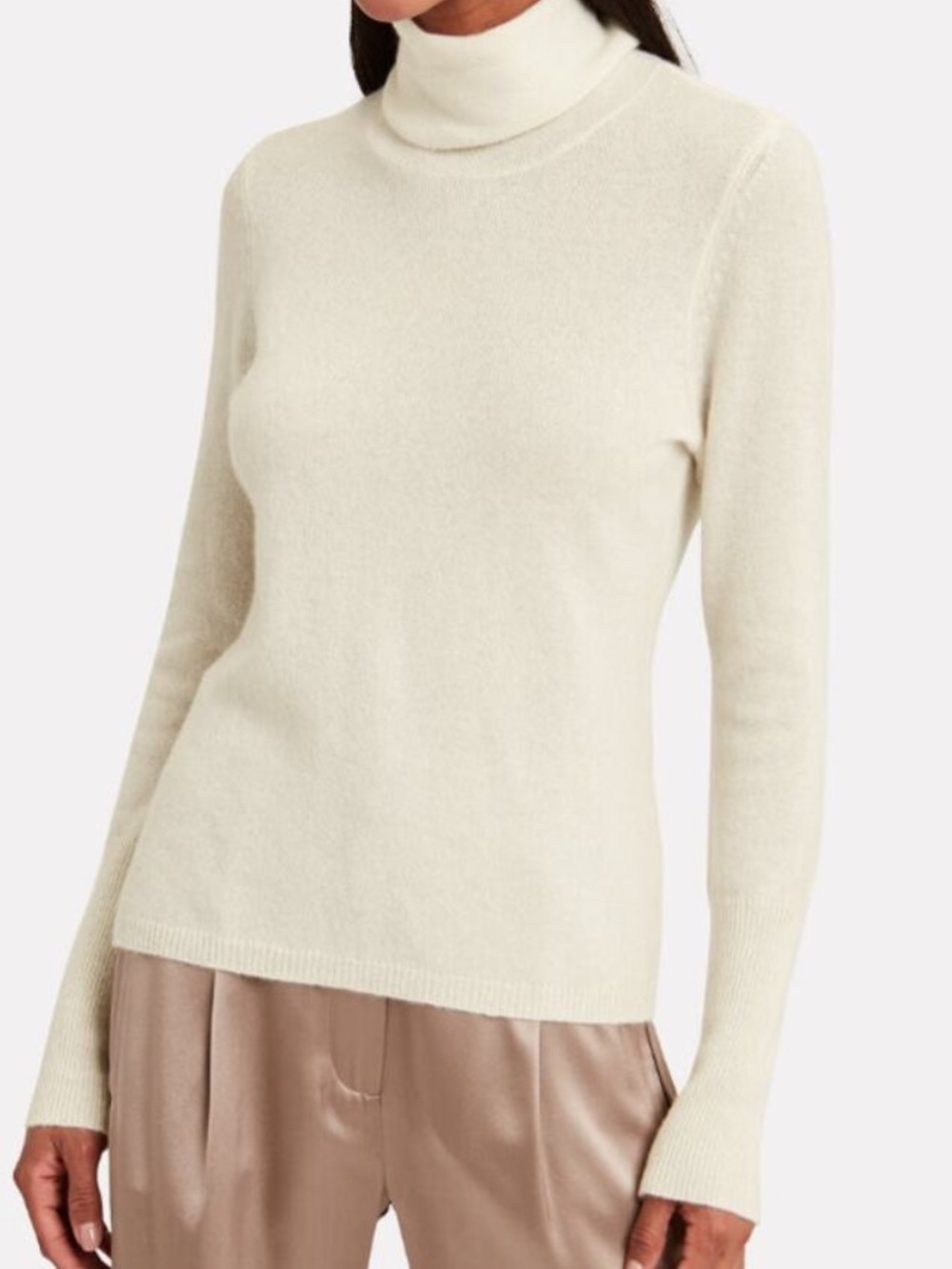 INTERMIX Bailey Ivory 100% Cashmere Turtleneck Sweater